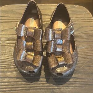 Mini Melissa Glittery Brown Dress Shoes, Size 11